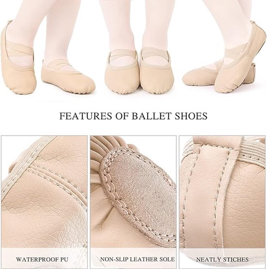 Women's Ballet Shoes – Ballet Shoes for Girls – Beige – Soft PU Leather Dance Shoes with Non-Slip Sole – Suitable for Ballet, Yoga & Home Use – For 8.5 UK — image 6