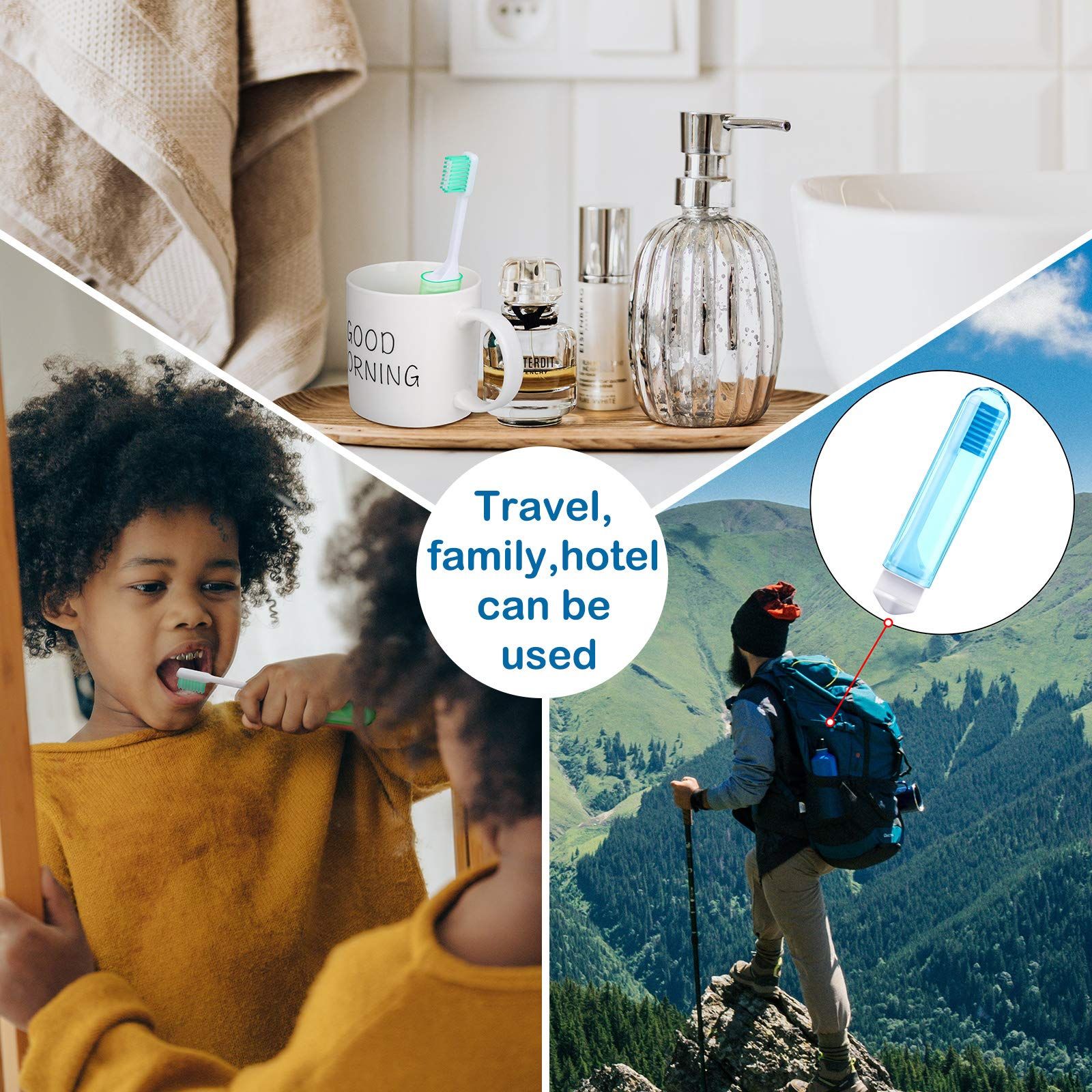 2pcs Travel Toothbrush Bulk Folding Mini Toothbrush with Toothbrush Cover, Soft Drinking, Travel Size Toothbrush — image 4