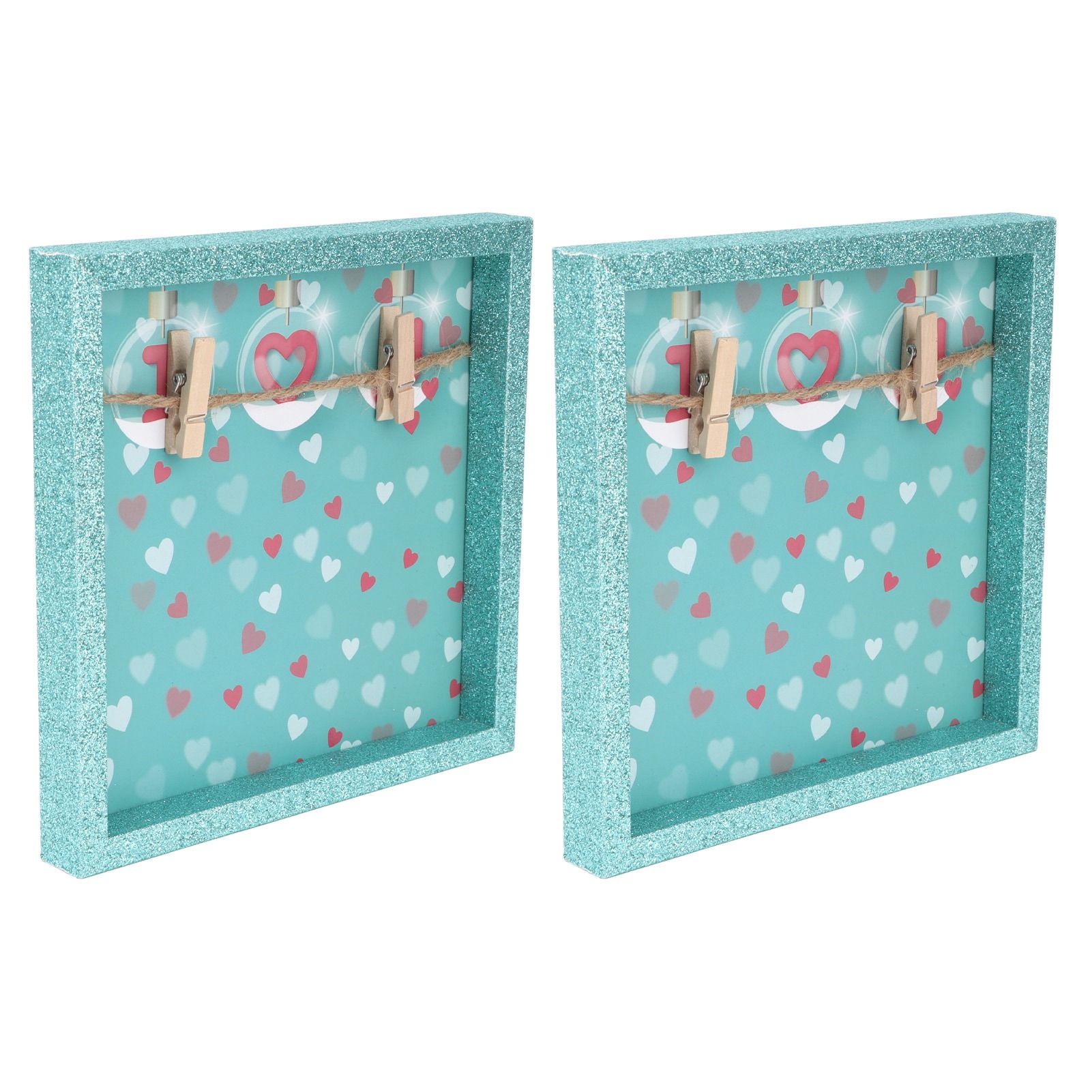 2 Pcs Picture Frames Innovative Wall Mount Photo Display Frames with Wood Clips for Home DecorationGreen Powder Photo Frame β image 5