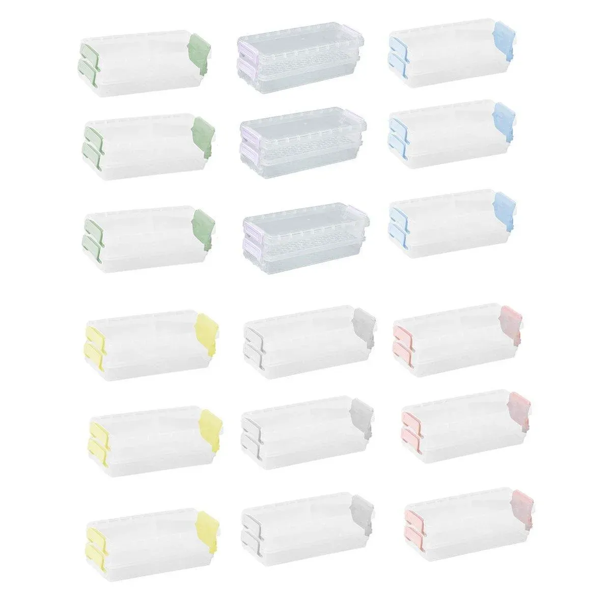 3PCS Clear Plastic Desktop Storage Box 2 Layer Holder DIY Stationery Pencil Case - Yellow โ image 3
