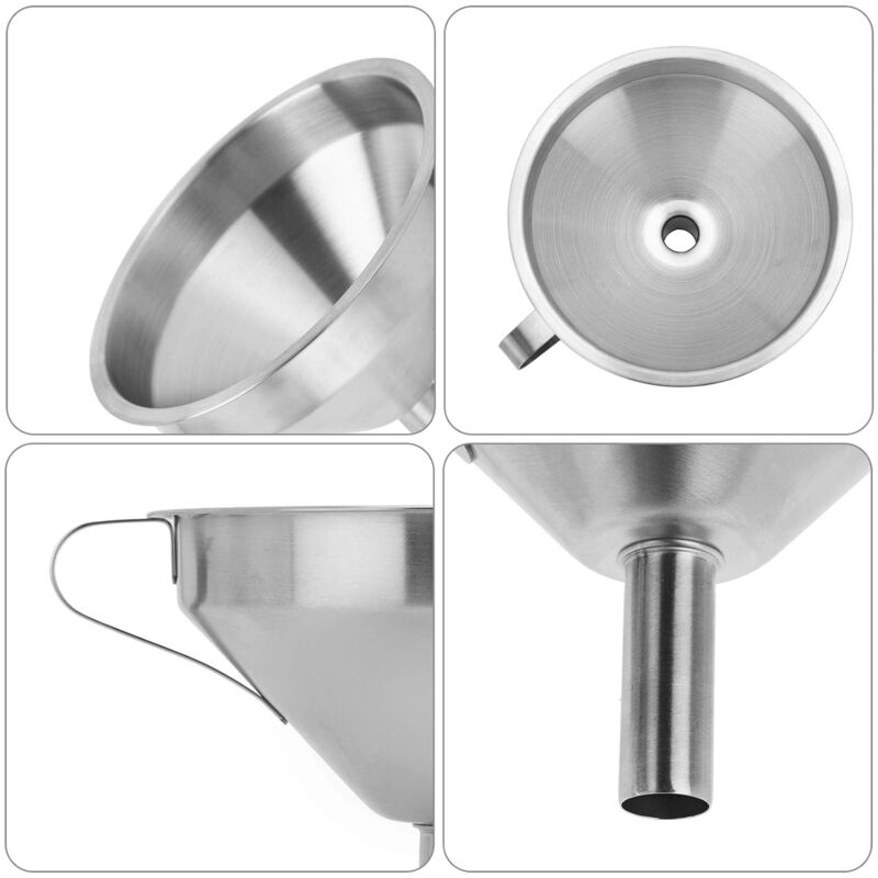 5" Food Grade Stainless Steel Kitchen Funnel With Removable 200 Mesh Filter And Handle Strainer Funnel For Oils, Juice — image 4