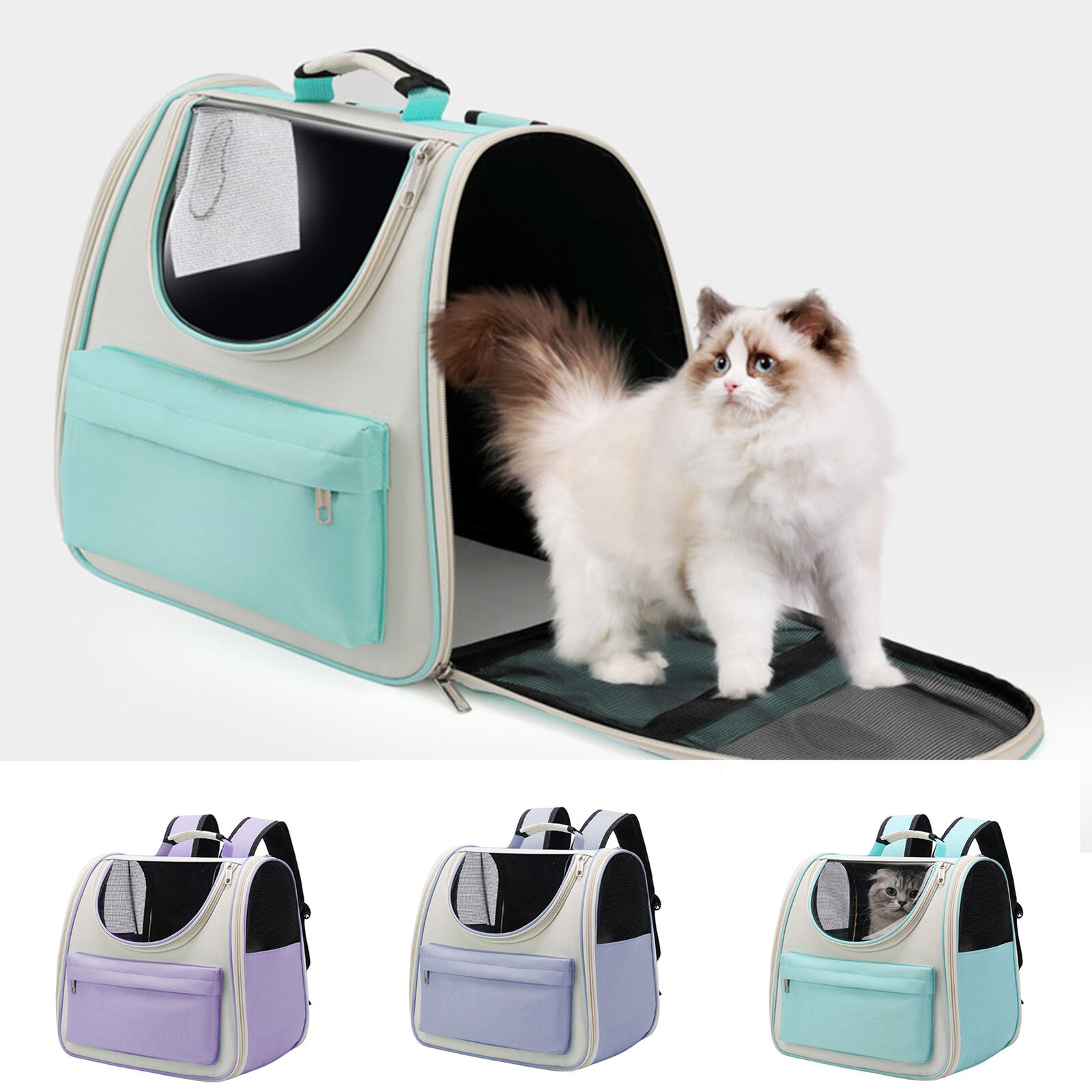 Pet Carrier Backpack Breathable Large ty Cat Travel Bag Green — image 6