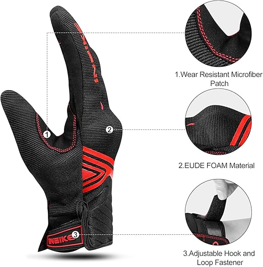 Breathable Mesh Motorcycle Gloves Touchscreen with TPR Palm Pad Hard Knuckle-Red-Large โ image 4