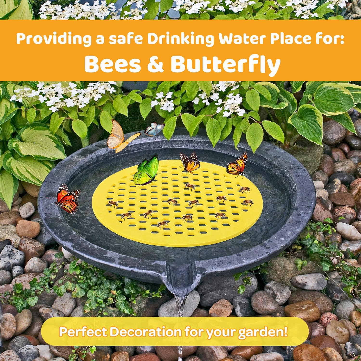 4 Pack Floating Bee Island- 7.87 Inch EVA Foam Floating Bee Watering Station- Butterfly Bee Waterer for Feeding, Bee Bath, Outdoor Garden Decor — image 4
