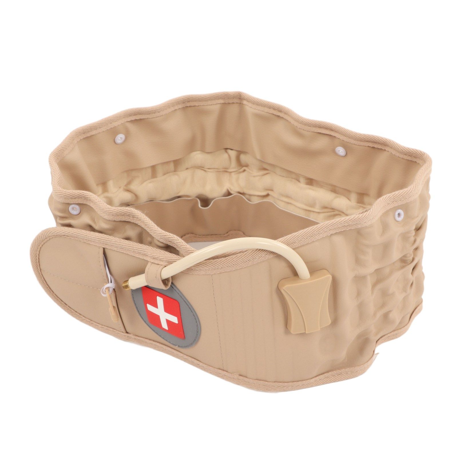 Back Decompression Belt Inflatable Relaxing Muscles Traction Function TPU Material Lower Back Support Device Khaki Silver Inflator L — image 6