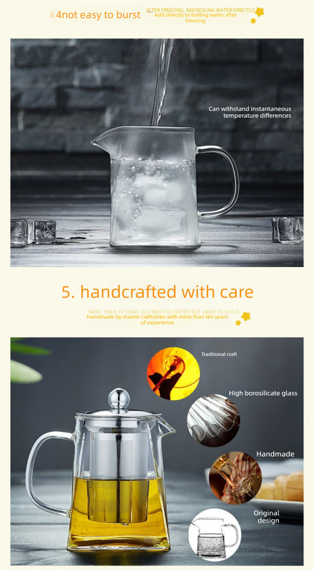 1300ml Extra Large Heat Resistant Glass Teapot with 304 Stainless Steel Infuser Thickened Base Loose Leaf Tea Maker — image 4