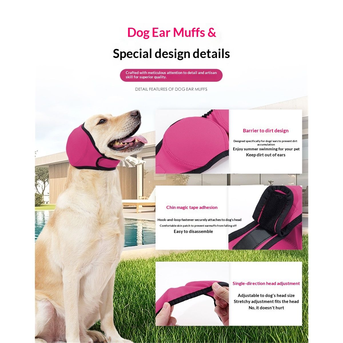 Dog Ear Muffs & No Shake Ear Wrap for Hematoma, Bathing, Drying,Swim& Noise Anxiety Relief - Elastic Waterproof Ear Protector with Calming Hoodie Design for — image 2