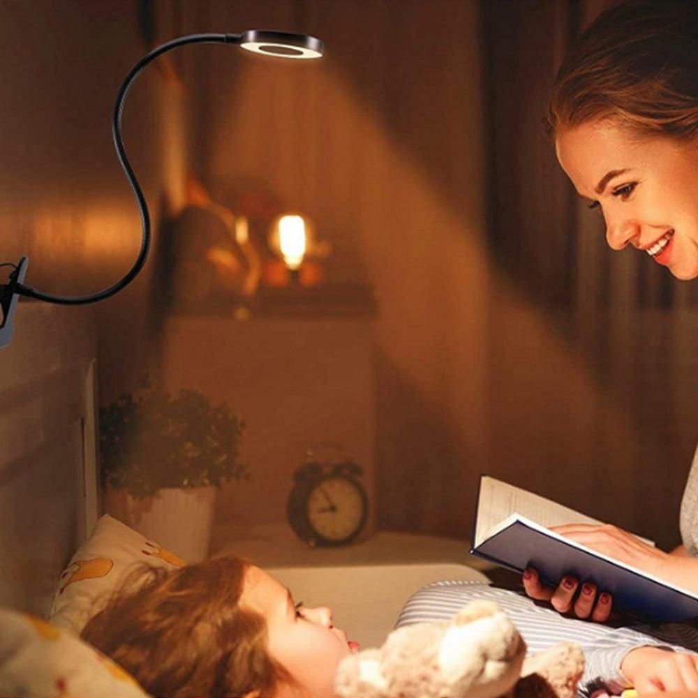 Dimmable USB Desk Lamp 3 Color Modes Flexible Gooseneck Reading Light with Clamp Black — image 2