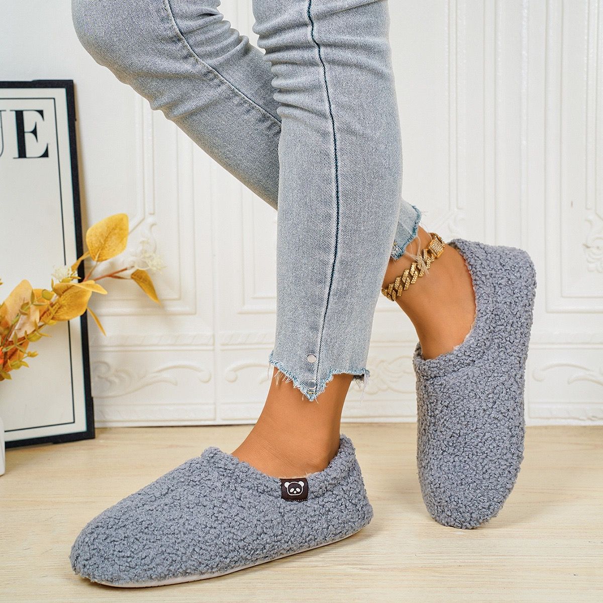 Cozy Winter House Slippers for Women – Thick Fleece-Lined, Slip-On Heel Support, Non-Slip Sole for Warm Indoor Comfort (L(40-41), Brown) — image 6