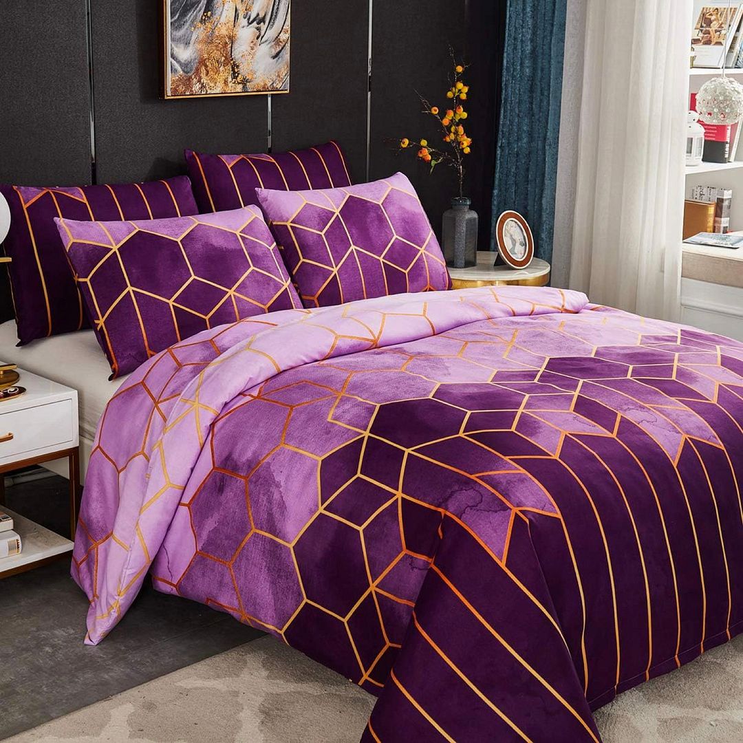 Erena Purple Quilt/Doona/Duvet Cover Set - King Size โ image 2