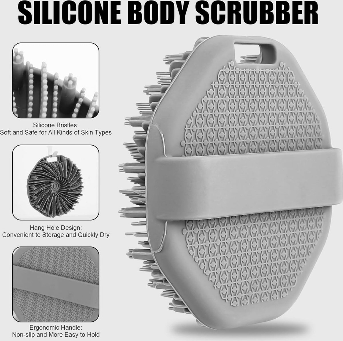 Silicone Bath Brush - 2 Pieces - Dry Brush Skin Brush - Back Scrubber - Body Scrubbers - Body Brush - Back Brush Shower - Shower Brush - Silicone Brush — image 3