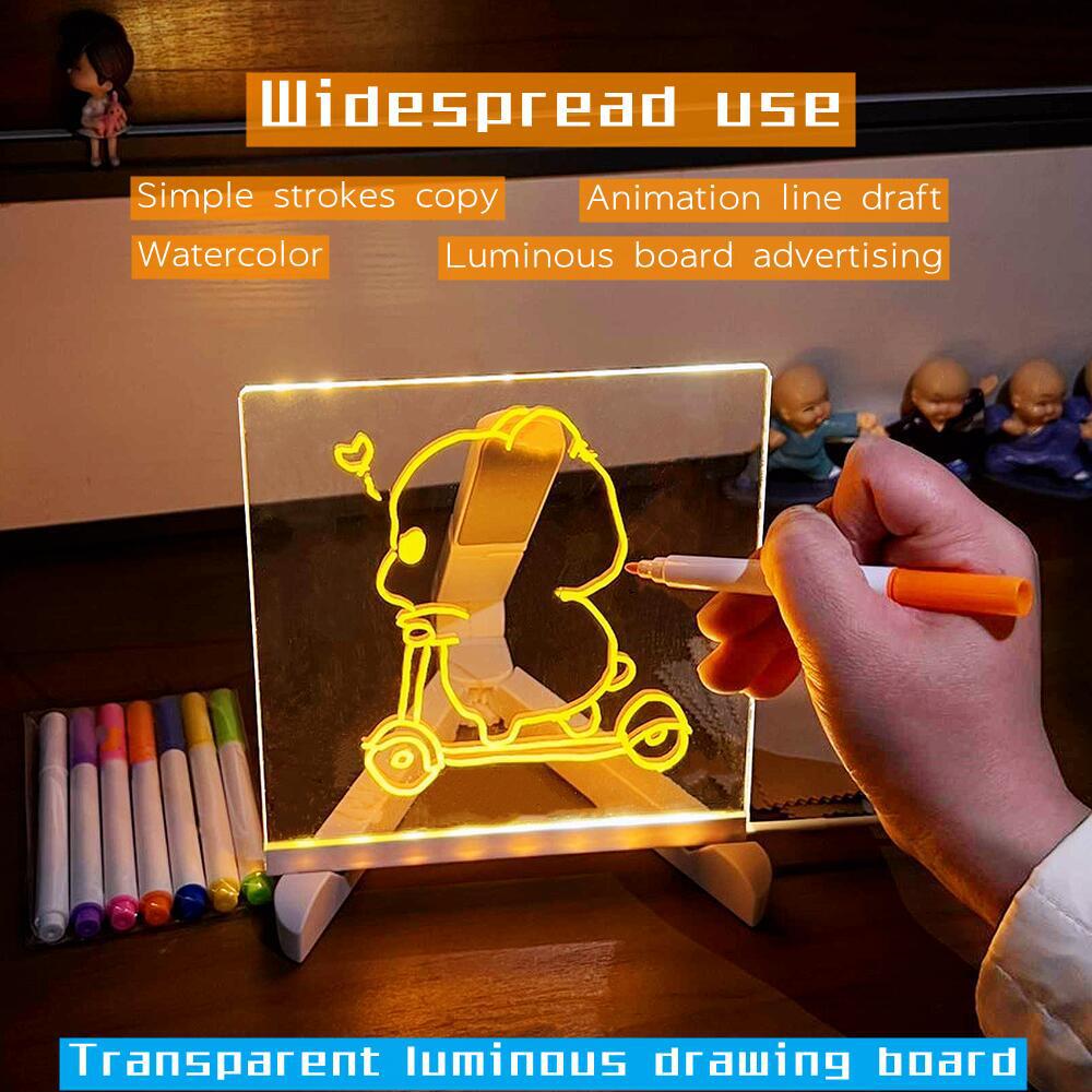 30*30cm DIY Erasable Children's Drawing Board - LED Light Blackboard with Stand for Writing and Doodling โ image 2