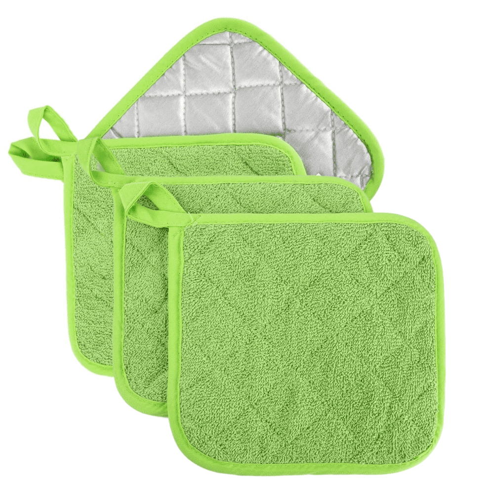 4 Pack Pot Holders for Kitchen Heat Resistant Pot Holders Sets Oven Hot Pads Terry Cloth Pot Holders for Cooking Baking(7"x 7",GRAY) 7" x 7" BLUE