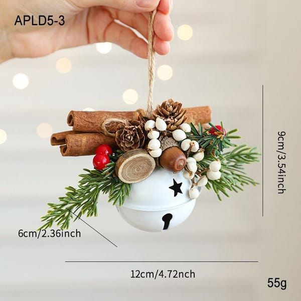 Elegant Vintage Metal Christmas Bell Floral Decor, Red Gold Tone Holiday Scene Ornament APLD4-4 — image 6