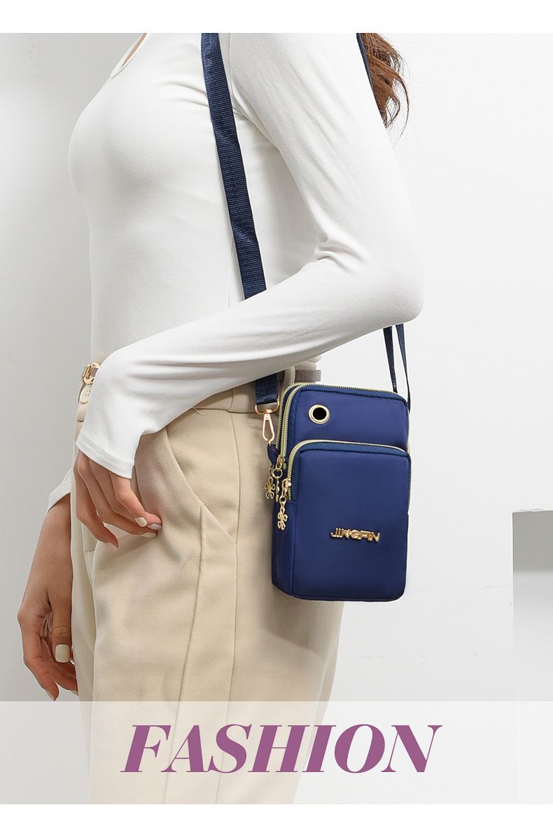 Lightweight Phone Crossbody Bag - Waterproof Oxford Shoulder Bag for Women - Casual Slim Sling Purse for Travel Daily Commute - Blue โ image 2
