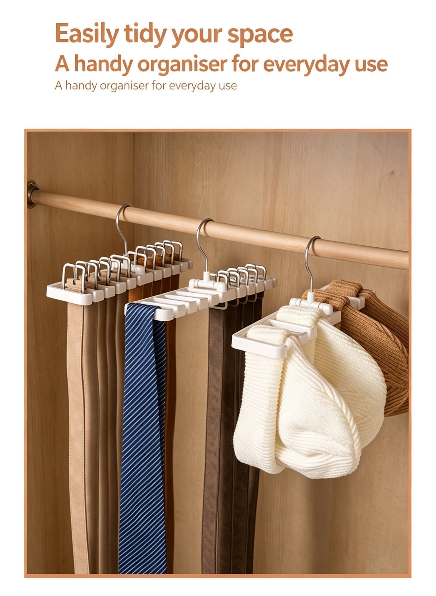 Wardrobe Belt Hanger Holder,10‑Slot Multi‑Purpose Storage Rack for Ties and Scarves,Black 2‑Pack,Home Closet Sorting Gadget,Christmas Halloween Housewarming — image 4