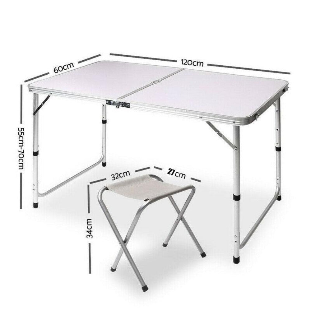 Portable Folding Picnic Camping Set BBQ Party Aluminium Table 4 Foldable Chairs โ image 3