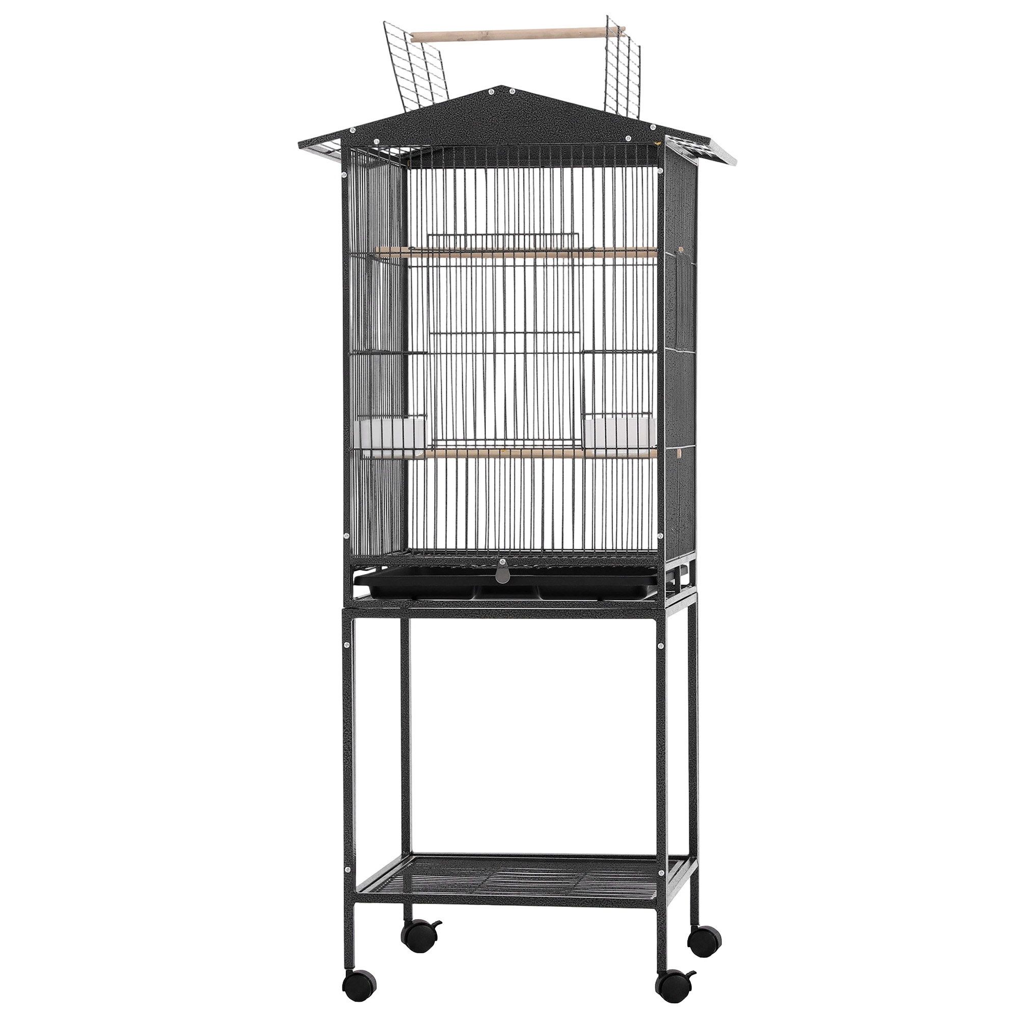i.Pet 136cm Bird Cage Aviary Open Top Parrot Budgie Stand Wheels Black — image 2