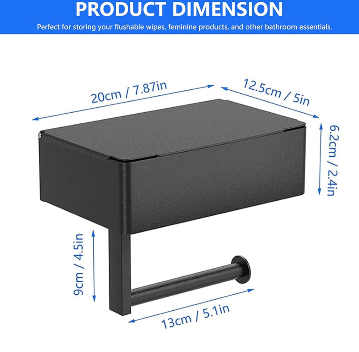 Toilet Roll Holder - Toilet Roll Holder with Shelf - Toilet Paper Holder - Small Shelf & Tray - Shelf Storage Space - Self-Adhesive or Drill-Removed - Bathroom — image 2