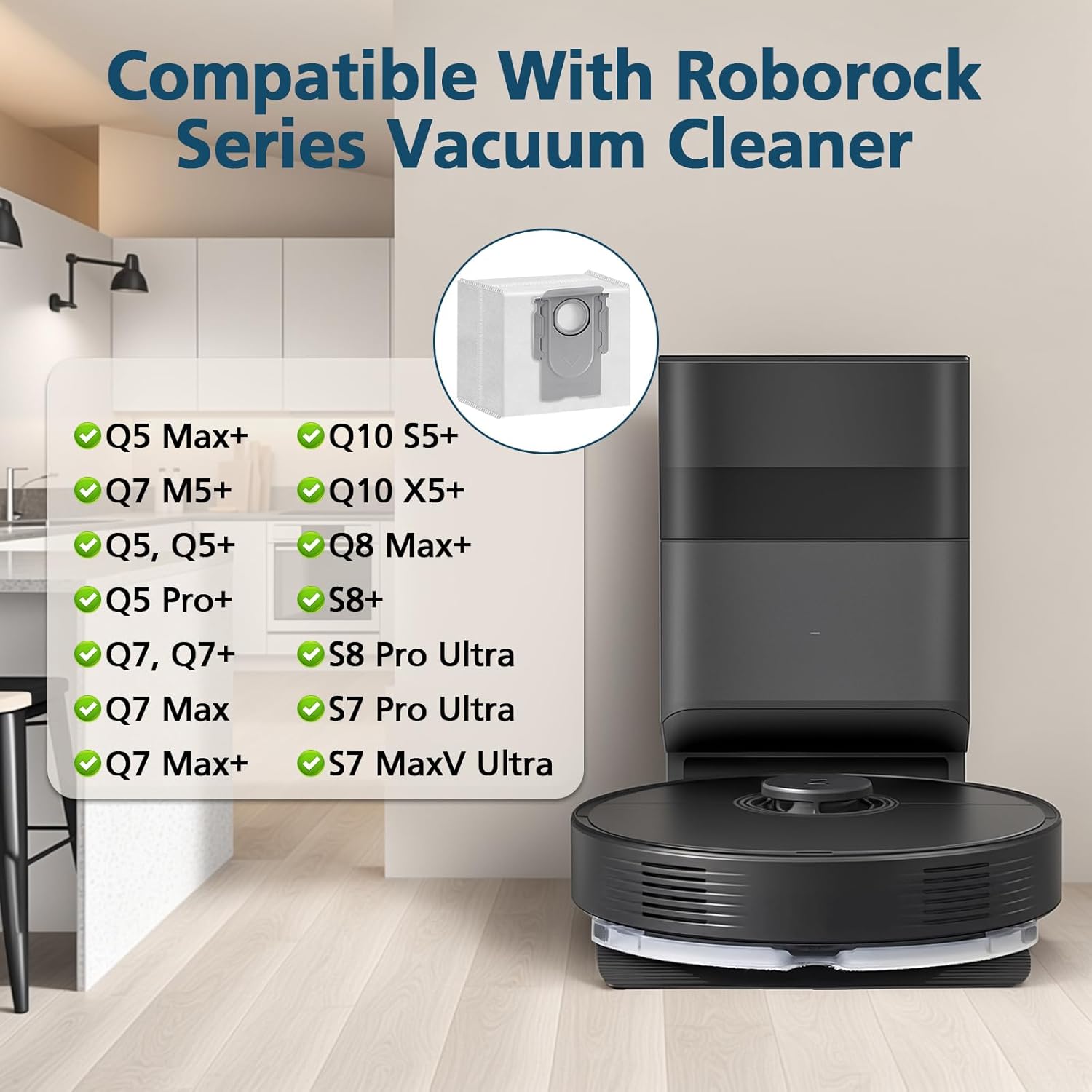16 Packs Q10 Q7 Q5 Bag Replacement for Roborock Q10 S5+, Q7 M5+, Q5 Max+, 3.6L Vaccum Bag for Q10 X5+, Q5+, Q5 Pro+, Q8 Max+, Q7+, Q7 Max+, S8+, S8 Pro Ultra — image 2