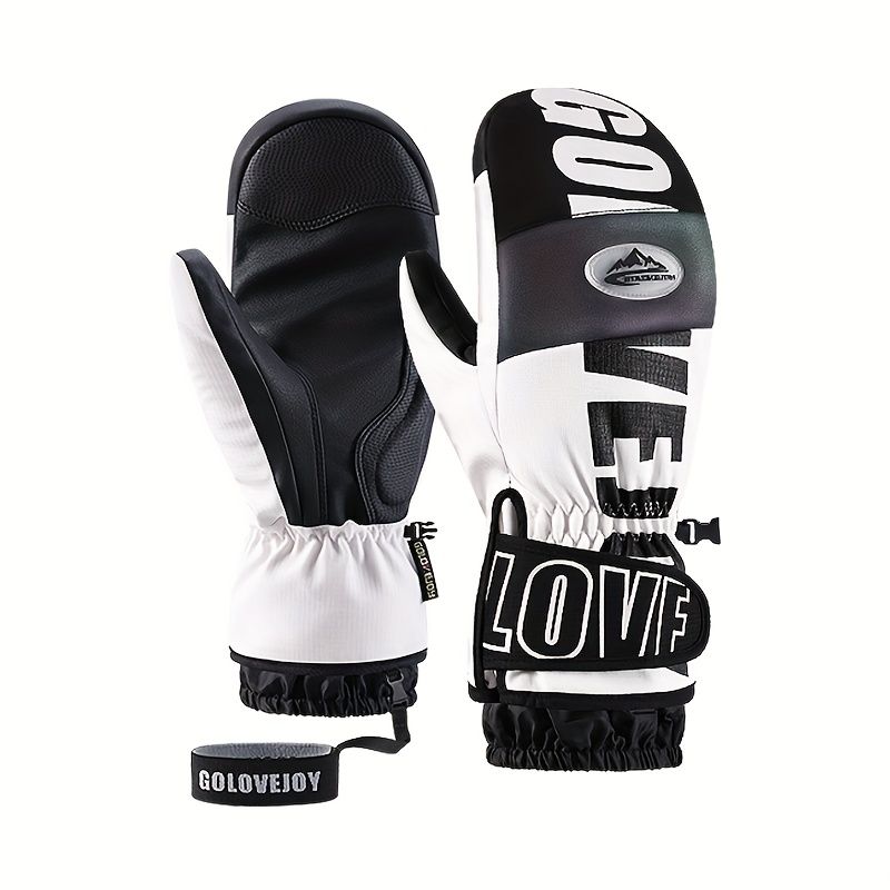Winter Ski Mittens Waterproof & Windproof for Outdoor Snow Sports, with Touchscreen Compatibility, Fleece Lining, Anti-Slip Palm, Adjustable Wrist Strap, and