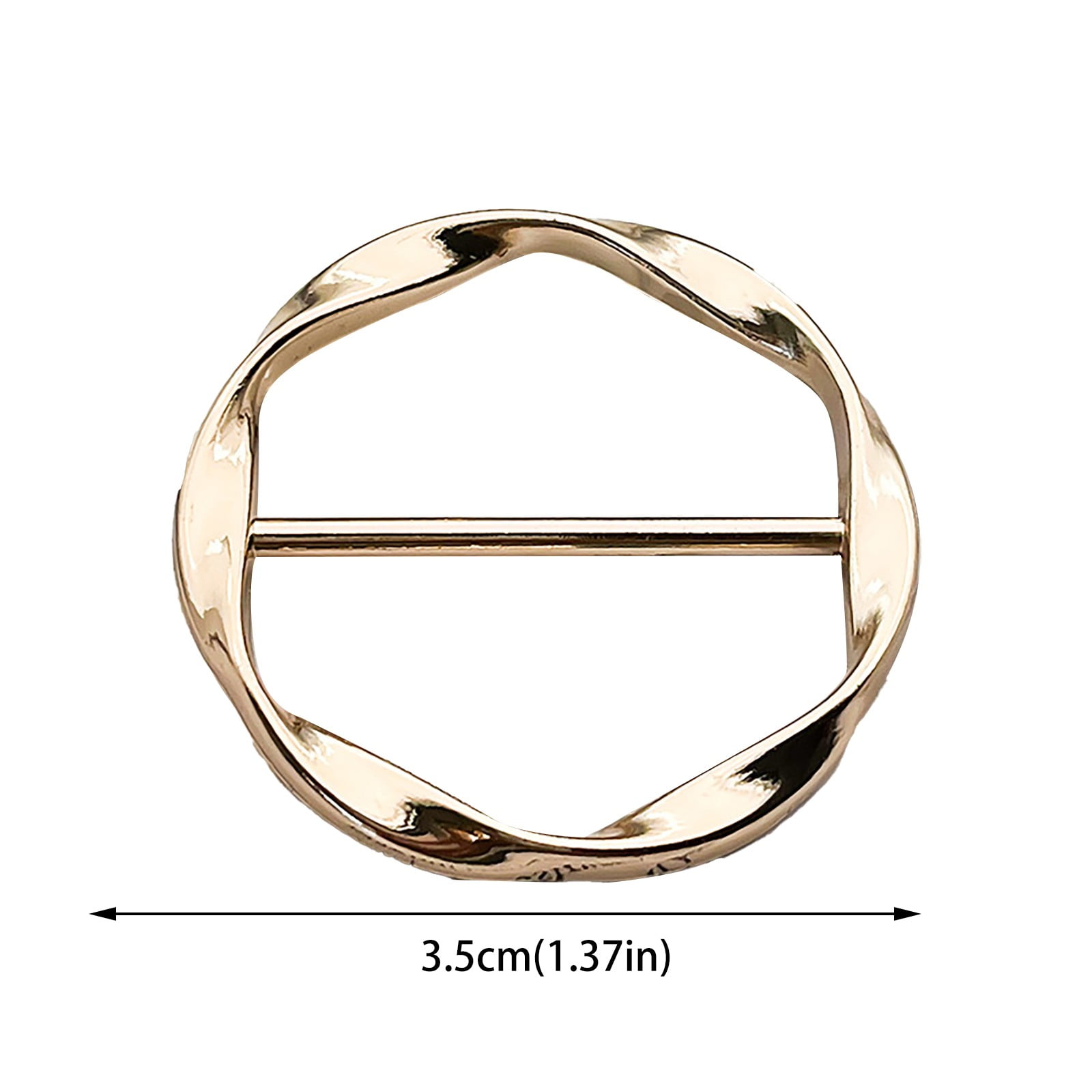 2 PCS Scarf Ring Clips Waist Buckle Clip T-Shirt Tie Pin Clip for Women Fashion Metal Circle Buckle for Clothes Hat Belt Decor, Black, 1.37Inches 1.37" Beige โ image 2
