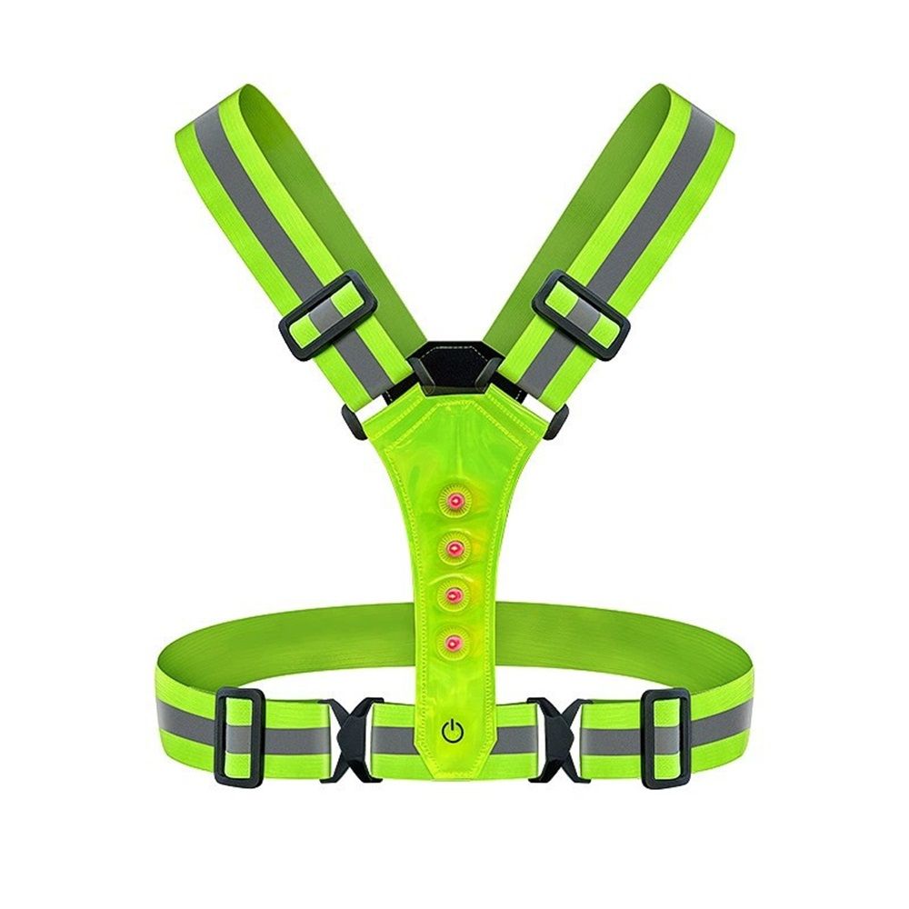LED Reflective Vest with Chest Light, Visibility Rechargeable Light Up Running Vest Night Safety Running Gear for Dog Walking, Cycling, Adjustable for Men