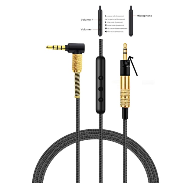 2.5mm to 3.5mm Headphone Cable for Momentum Over Ear 1/2/3 Headphone Cord Durable Wire with Volume Control and Microphone — image 4