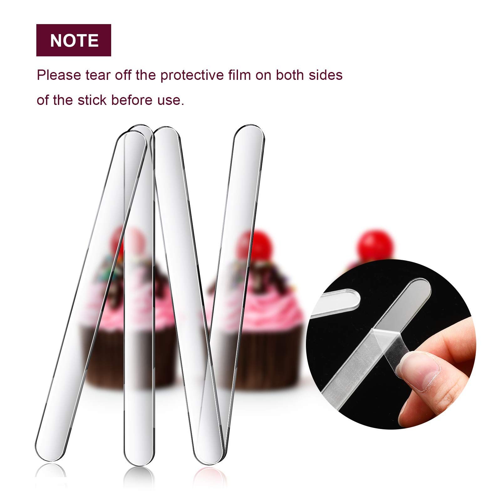 80 Pcs Acrylic Cake Sticks 4.5 Inch Reusable Ice Cream Sticks Mirror Ice Cream Sticks Mini Acrylic Craft Ice (Transparent) — image 4