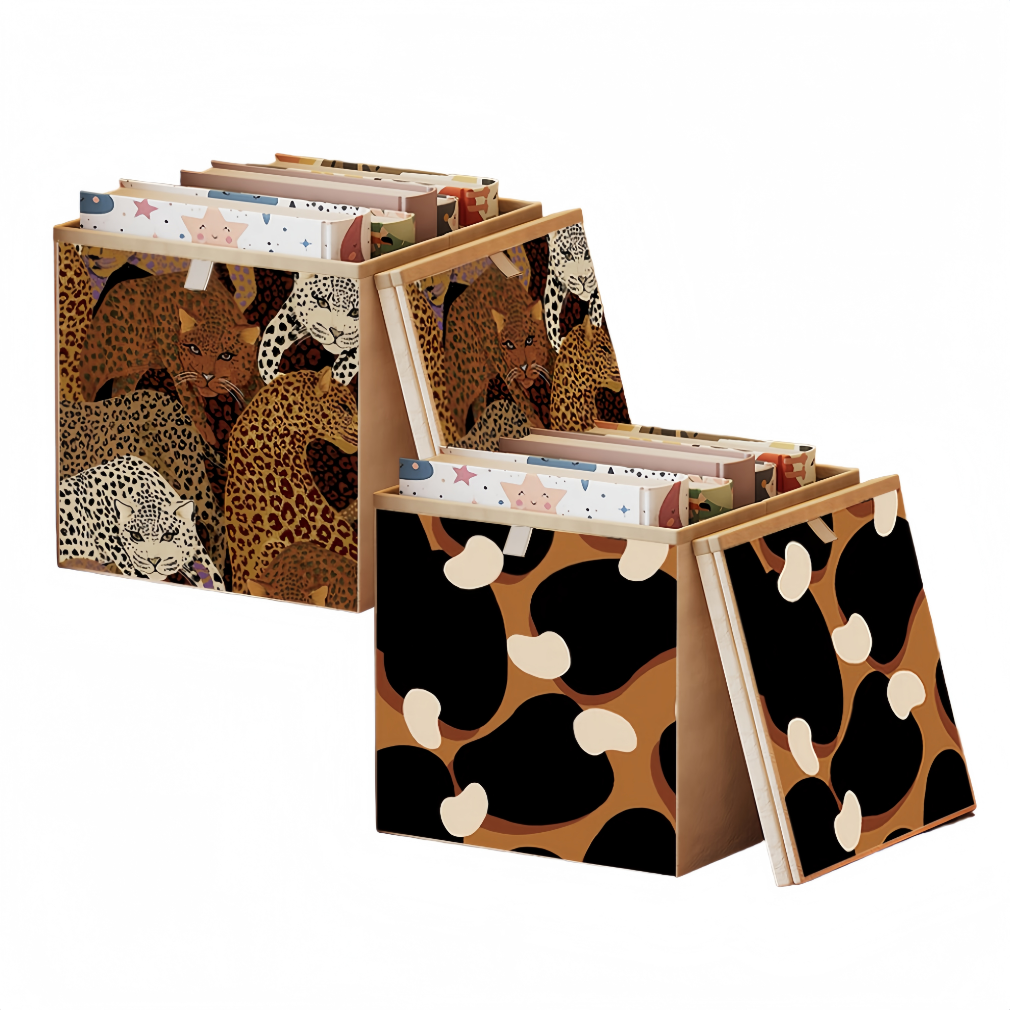 2 Packs Collapsible Storage Bins, Retro Style Foldable Storage Box for Toys, Clothes, Books, Closet & Shelves, Durable Home Storage Basket Organizer