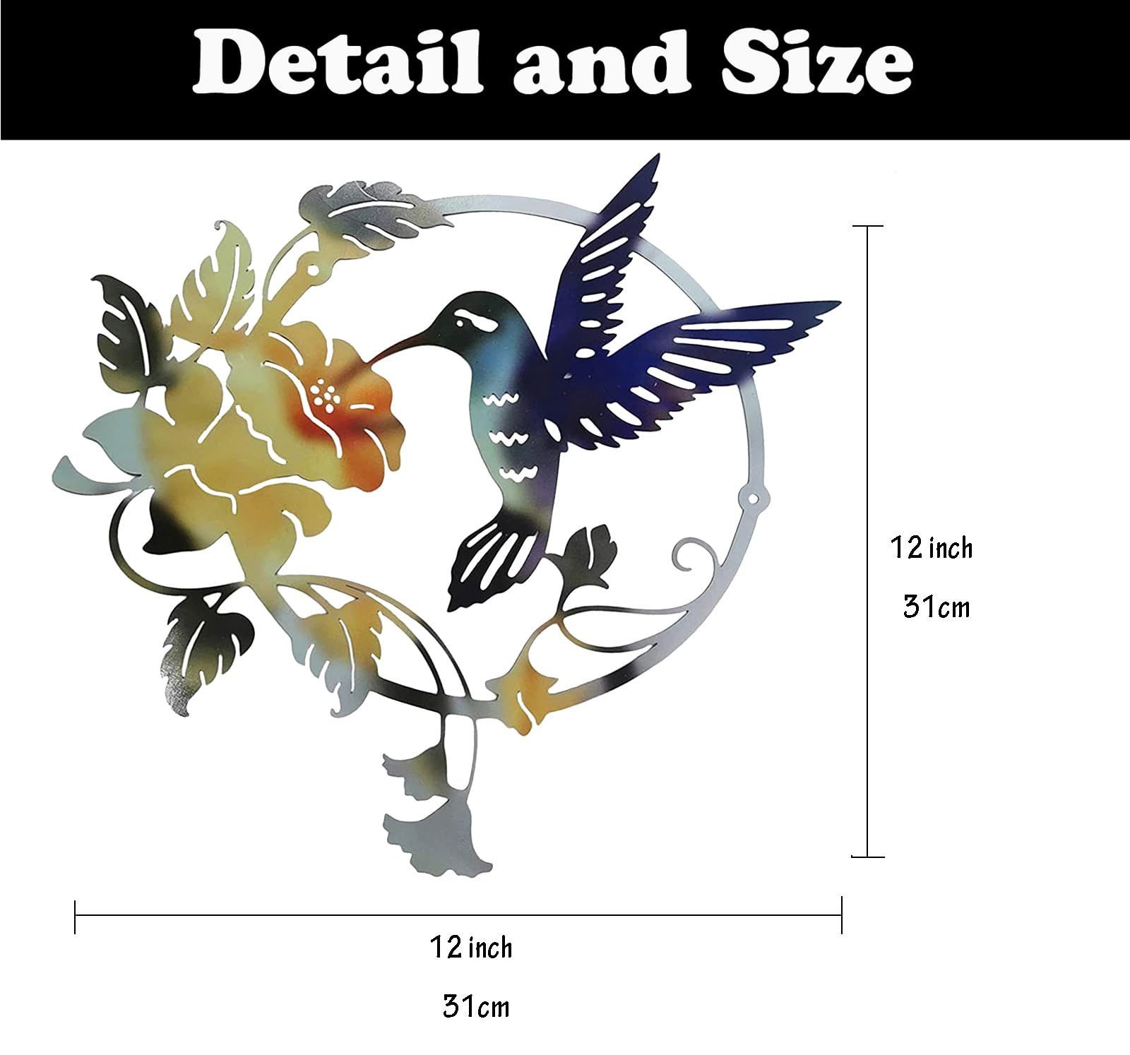 3pc Round metal bird wall art decor, suitable for home garden living room and porch party art decoration-Yellow โ image 5