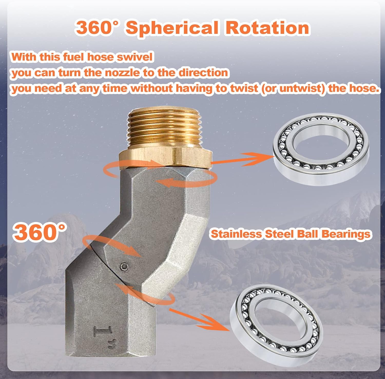 (1" NPT, 2PCS) Fuel Hose Swivel 360 Rotating Connector for Fuel Transfer Pump Fuel Nozzle Multi Plane Fuel Plane Swivel — image 3
