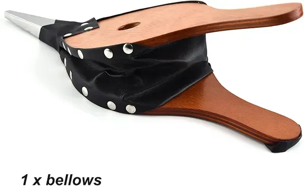 Fireplace Bellows with Metal Nozzle, Wood and PU Leather Air Blower for Fireplaces, Grills, Charcoal BBQs and Camping, Brown — image 2