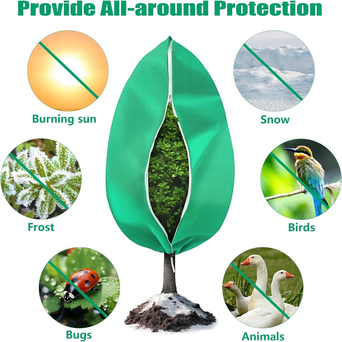 Plant cover - 1 piece - 140*200cm - Frost-resistant plant cover - Winter cover - Potted plant bag - Frost cloth - Plant frost cover - Winter protection bag for โ image 2