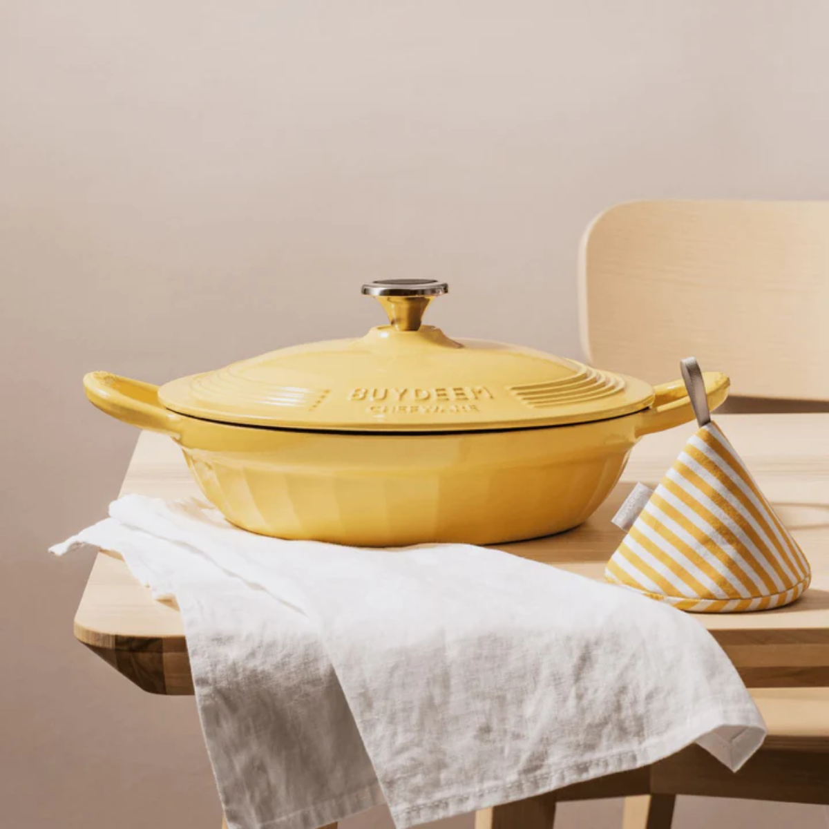 BUYDEEM CP581 Enameled Cast Iron Dutch Oven Yellow โ image 2