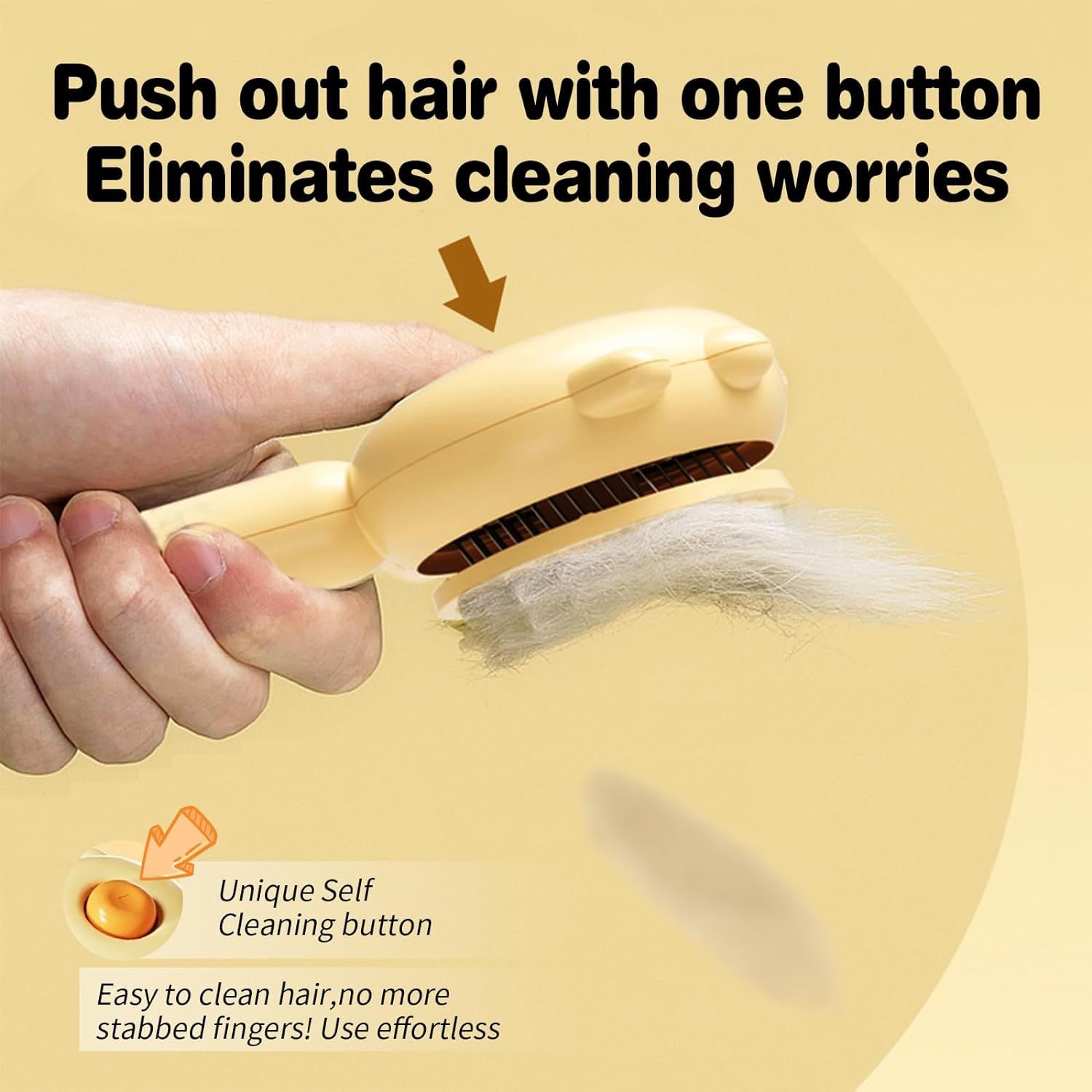 Cat Brush, Pet Grooming Brush, Pet Hair Cleaner Brush for Cats and Dogs, Magic Pet Comb Easy Removes Tangles Loose Hair (Yellow) — image 2