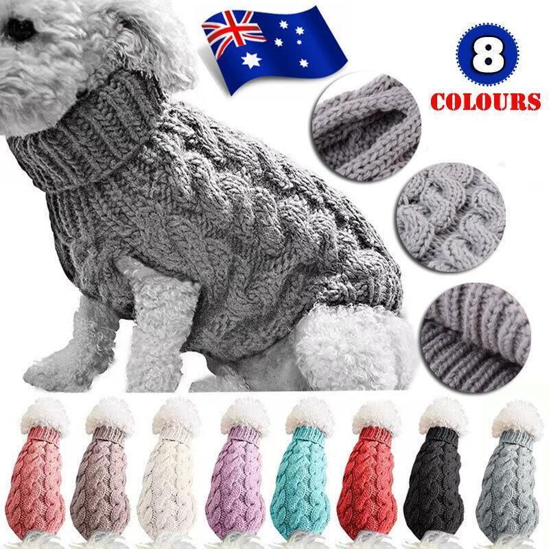 Puppy Dog Jumper Winter Warm Knitted Sweater Pet Clothes Small Dogs Coat Thermal XL - White โ image 2