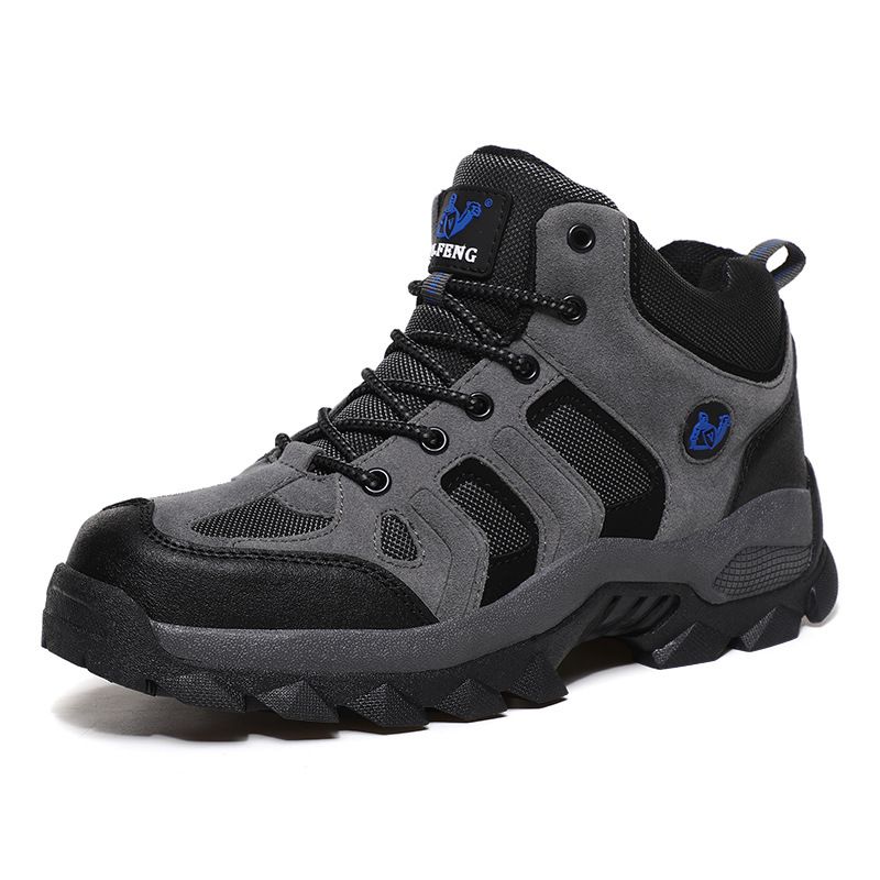 QIFENG Mens High Top Hiking Shoes Anti Slip Rubber Sole Black cotton 44 โ image 2