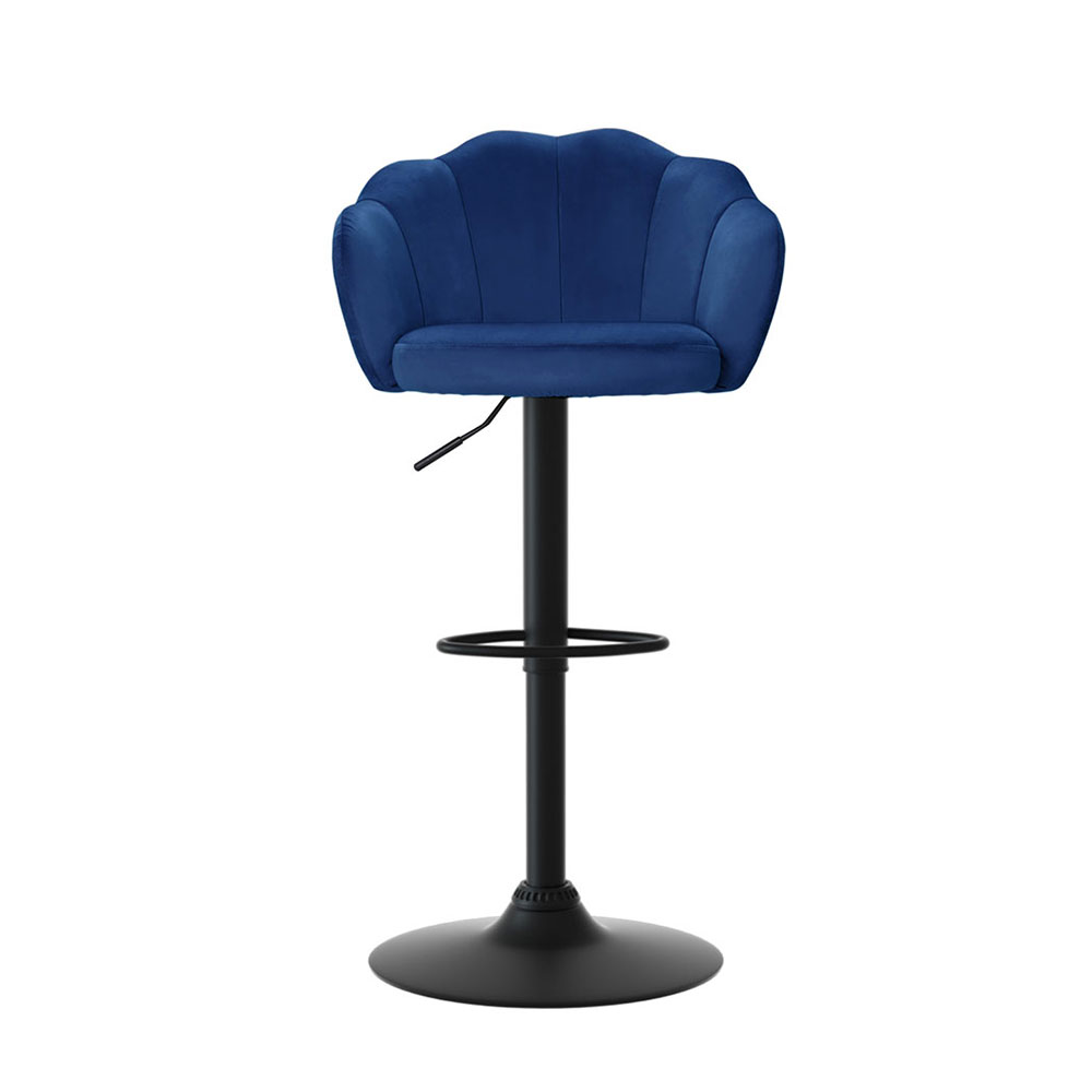 Artiss 4x Bar Stools Gas Lift Velvet Blue — image 3