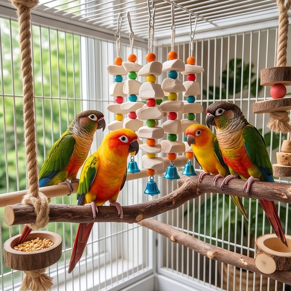 Hanging Bird Chew Toy, Natural Beak Grinding String Accessory, Boredom Relief Pecking Toy for Budgies Cockatiels Lovebirds 10.63×1.18×0.79In