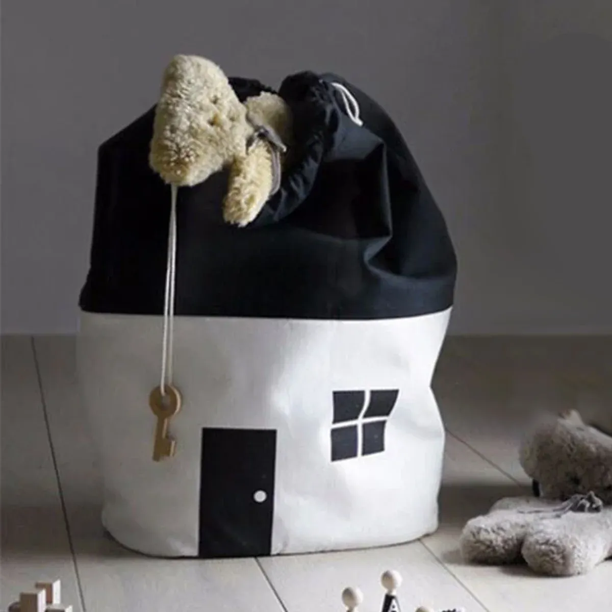 Toy Storage Bag Cotton Fabric Washable Large Size Clothes Organiser Basket — image 5