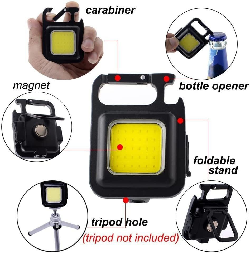 Keychain Work Light Keychain Flashlights 4 Light Modes,Keychain Light Emergency Light with Folding Bracket Bottle Opener — image 2
