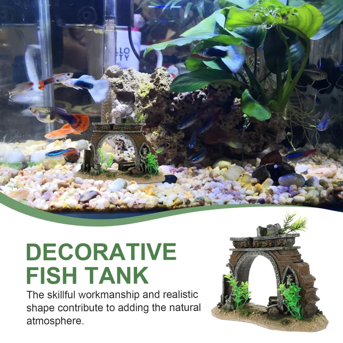 Fish Tank Landscape Archway Door Plate Decoration Fish Shrimp Shelter Aquarium — image 4