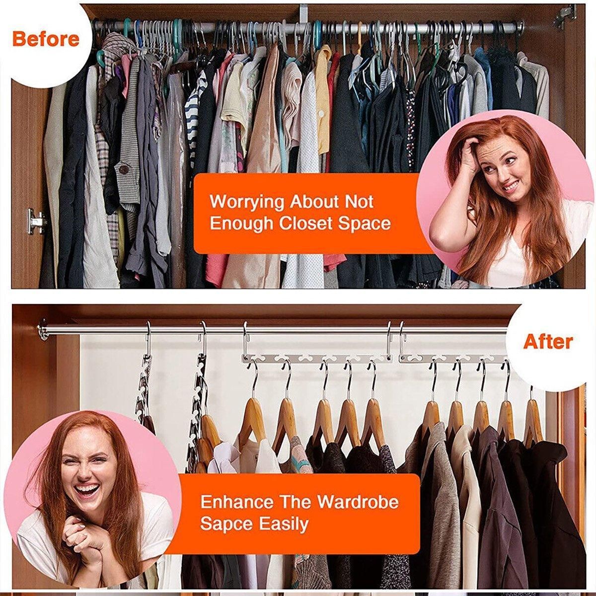 Clothes Hanger Space Saving Hook Folding Wardrobe Multipurpose Rack Coat Pants - 24PCS โ image 5