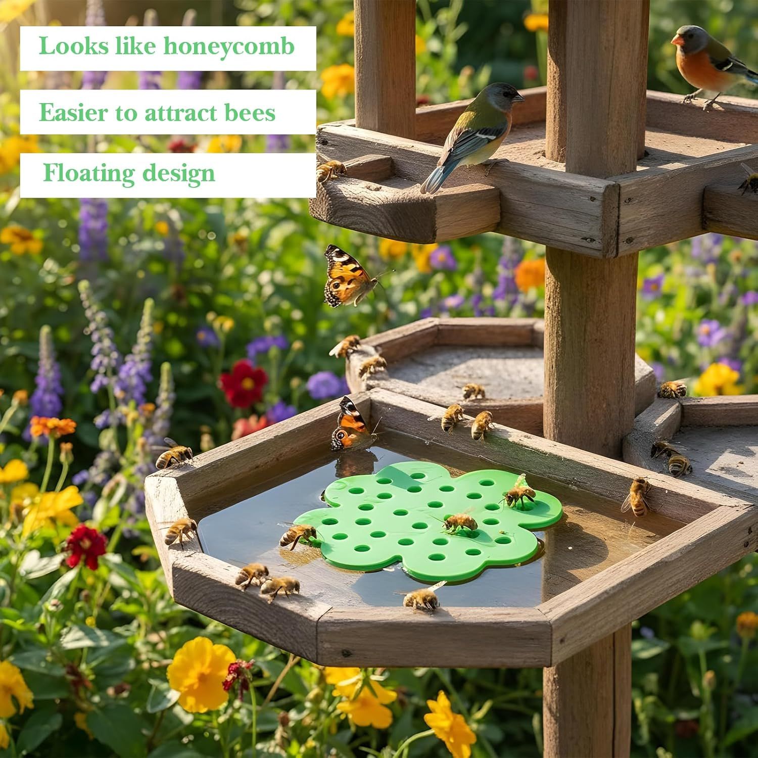 4 Pack Floating Bee Watering Station for Garden, 5.51 Inch Eva Foam Floating Bee Island, Butterfly and Bee Baths, Outdoor Honeybee Feeder for Feeding Thirsty — image 5