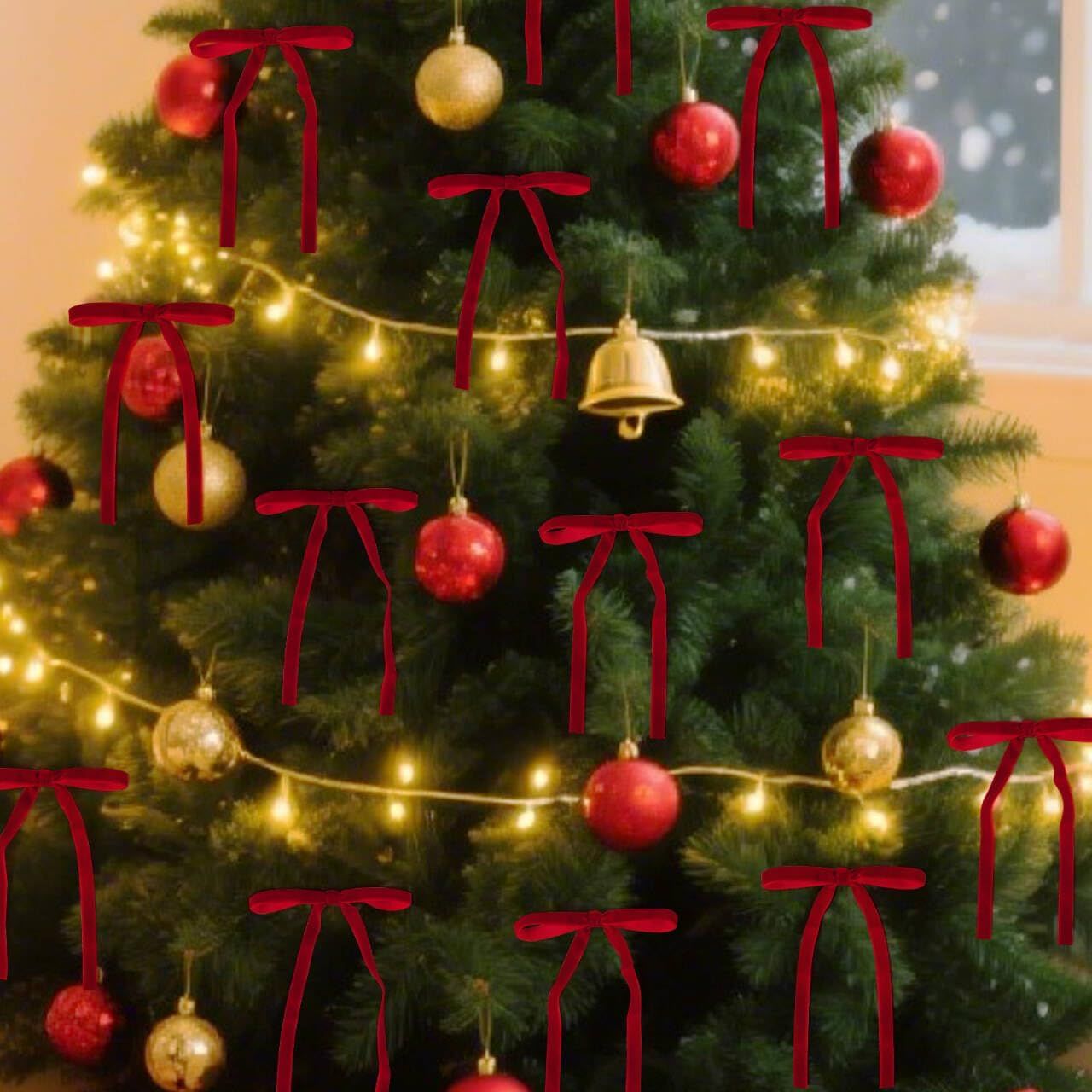 Red Velvet Bows for Christmas Tree, 24 Pcs 5x7 Inch Velvets Ribbon Tree Bows, Velvet Christmas Ornaments for Trees Decorations Wreath Outdoor Indoor โ image 4