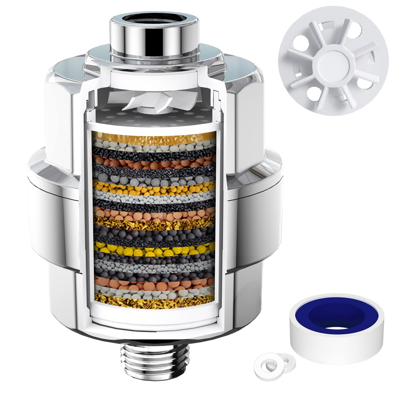 Stage Replacement Cartridge Universal High Output Shower Filter with VC, Reduce Hard Water, Heavy Metal Impurity — image 2