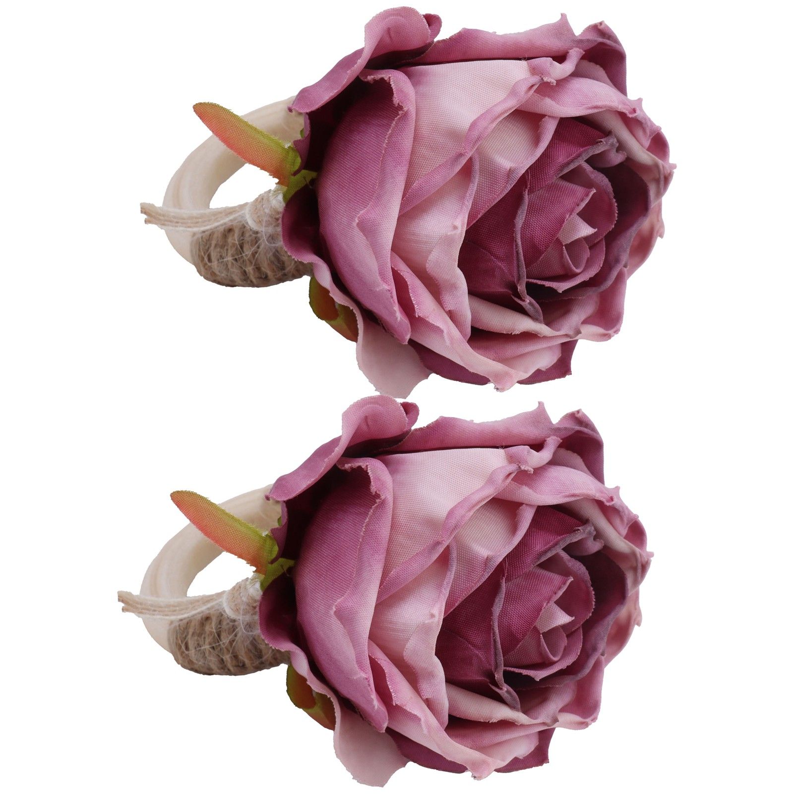 2Pcs Novelty Wooden Napkin Buckle Artificial Floral Napkin Ring for Festival Table DecorationPurple โ image 3