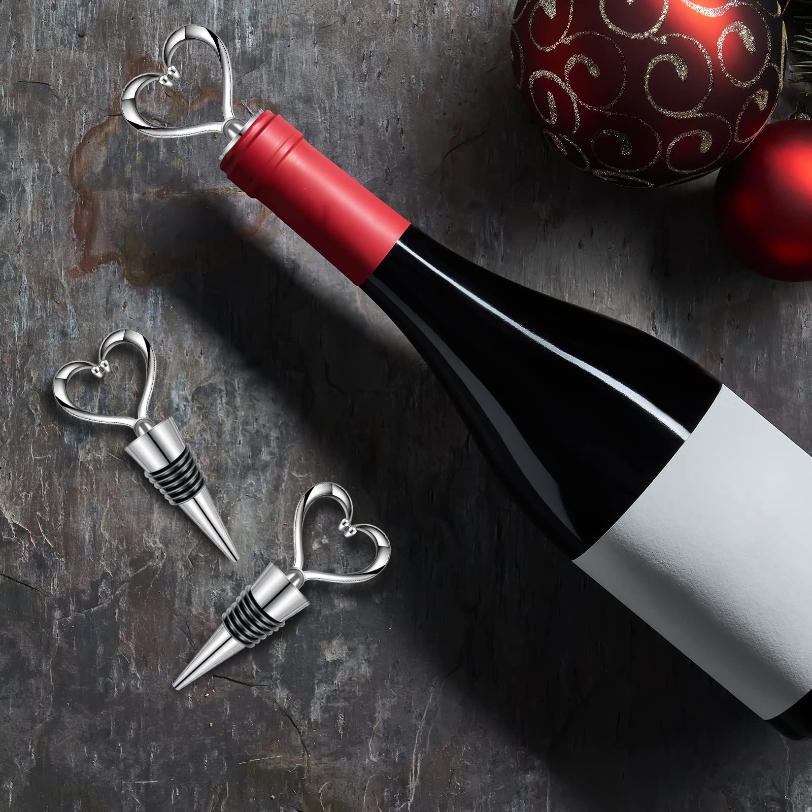 3PCS Wine Stopper Reusable Wine Stoppers Heart Shape Wine Beverage Bottle Stopper Bottle Cover Wine Outlet Cap — image 3