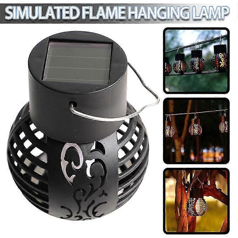 6 Led Solar Powered Flickering Flame Light Hanging Lantern Lamp Garden Decor โ image 2
